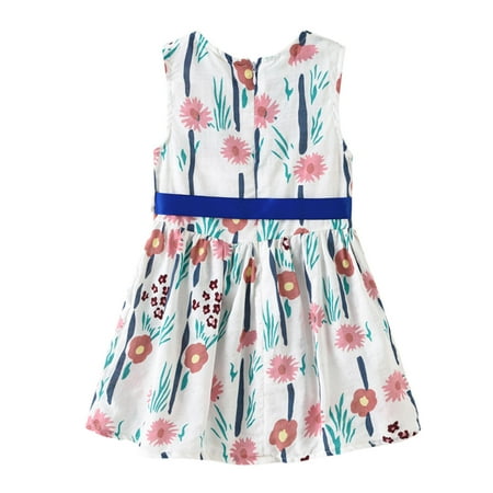 

Kukoosong Summer Toddler Girls Casual Dresses Toddler Kids Baby Girl Clothes Cute Summer Flowers Print Vacation Dress Suspender Skirt Floral Dress Blue 1-2 Years