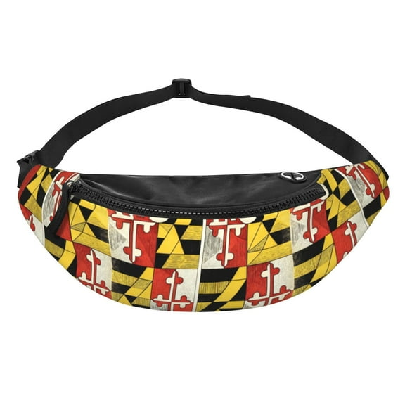 Women Men Maryland Flag Crossbody Fanny Waist Bag Pack Belt Bag for Travel Hiking