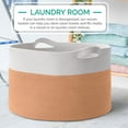 thumbnail image 3 of Organizix XXXXL Large Round Cotton Rope Storage Basket Bin Organizer Laundry Hamper with Handles, 21 x 21 x 14, Extra Large Blanket Woven Toy Basket, Brown, 3 of 7
