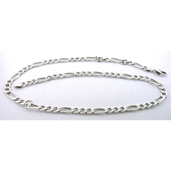 22 Inch 6.9mm Pure .925 Solid Sterling Silver Italian Figaro Chain Necklace SC5