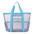 thumbnail image 1 of Bolsa de malla reutilizable para la playa con bolsillos para la compra, viajes, deportes, picnics y oficina. Azul rosa, 1 of 9
