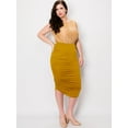 thumbnail image 5 of Made by Johnny Women's Slim fit Bodycon Party Club Night Out Elegant Ruched High Waist Long Pencil Skirt with Side Shirring XS MUSTARD, 5 of 6