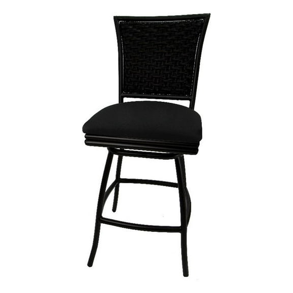 Outdoor/Indoor Counter 26" Bar Stool without Arms - Black Linen - Black Frame