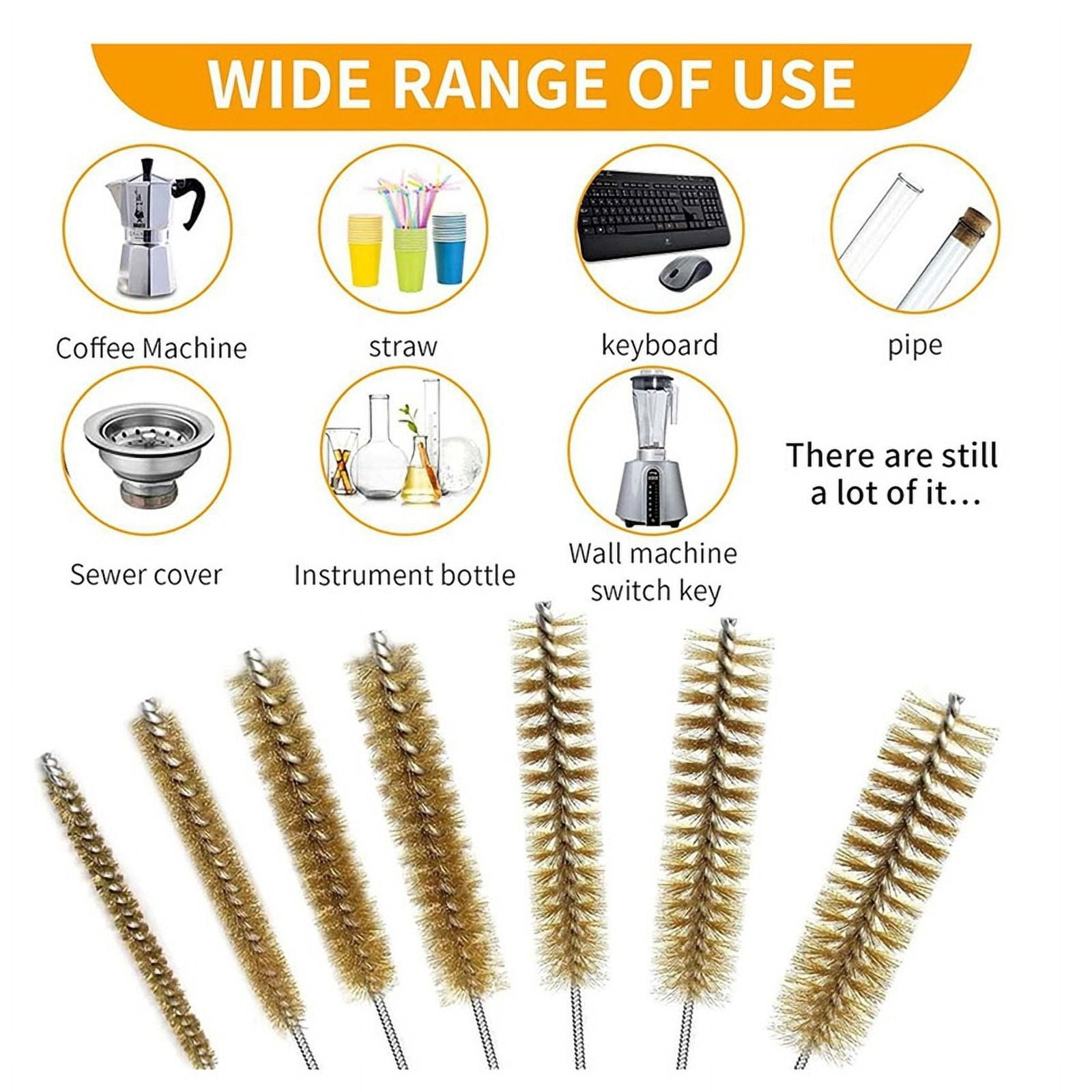 14Pcs Brass Wire Tube Brushes Bottle Brush Set,Wire Brushes for Cleaning,Wire Pipe Cleaner Bore Brush Cleaning