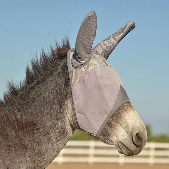 Yearling Cashel Crusader Standard Mule Donkey Fly Mask W/ Ears Grey