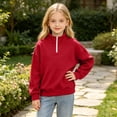 thumbnail image 5 of StSilkitty Sweatshirts for Boys Girls Quarter Zip Long Sleeve Mock Neck Pullover Tops Fall Winter Warm Clothes, 5 of 9