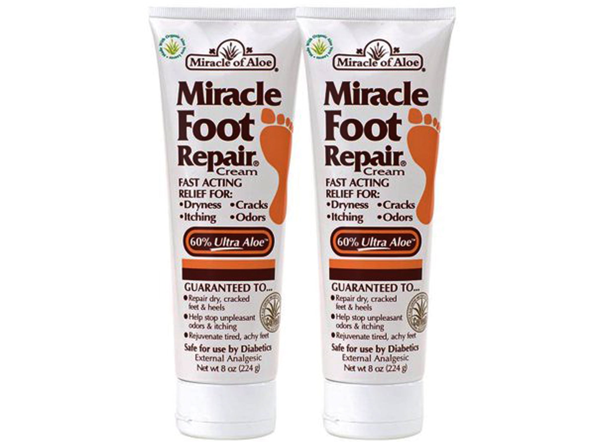 2Pack Miracle Foot Repair Cream 8 Ounce Tube with 60 UltraAloe