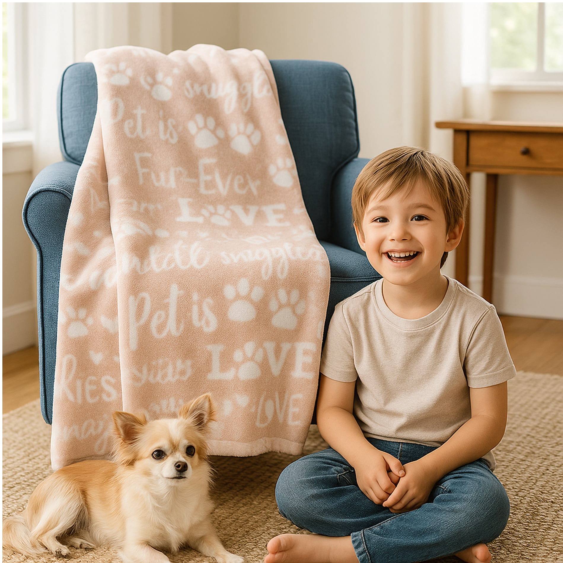 Berkshire LusterSoft Dog Print Throw Blanket 50" x 70" – Super Soft, Cozy, Machine Washable