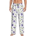 thumbnail image 2 of Kdxio Purple Chicory Print Men's Sleep Pajama Pant Lounge Pants with Pockets, 2 of 8
