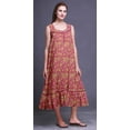 thumbnail image 2 of Bimba Pink12 Paisley Mandala & Mid Calf Nightwear Ladies Cotton Printed Sleeveless Night Gown Maxi Dress X-Large, 2 of 6