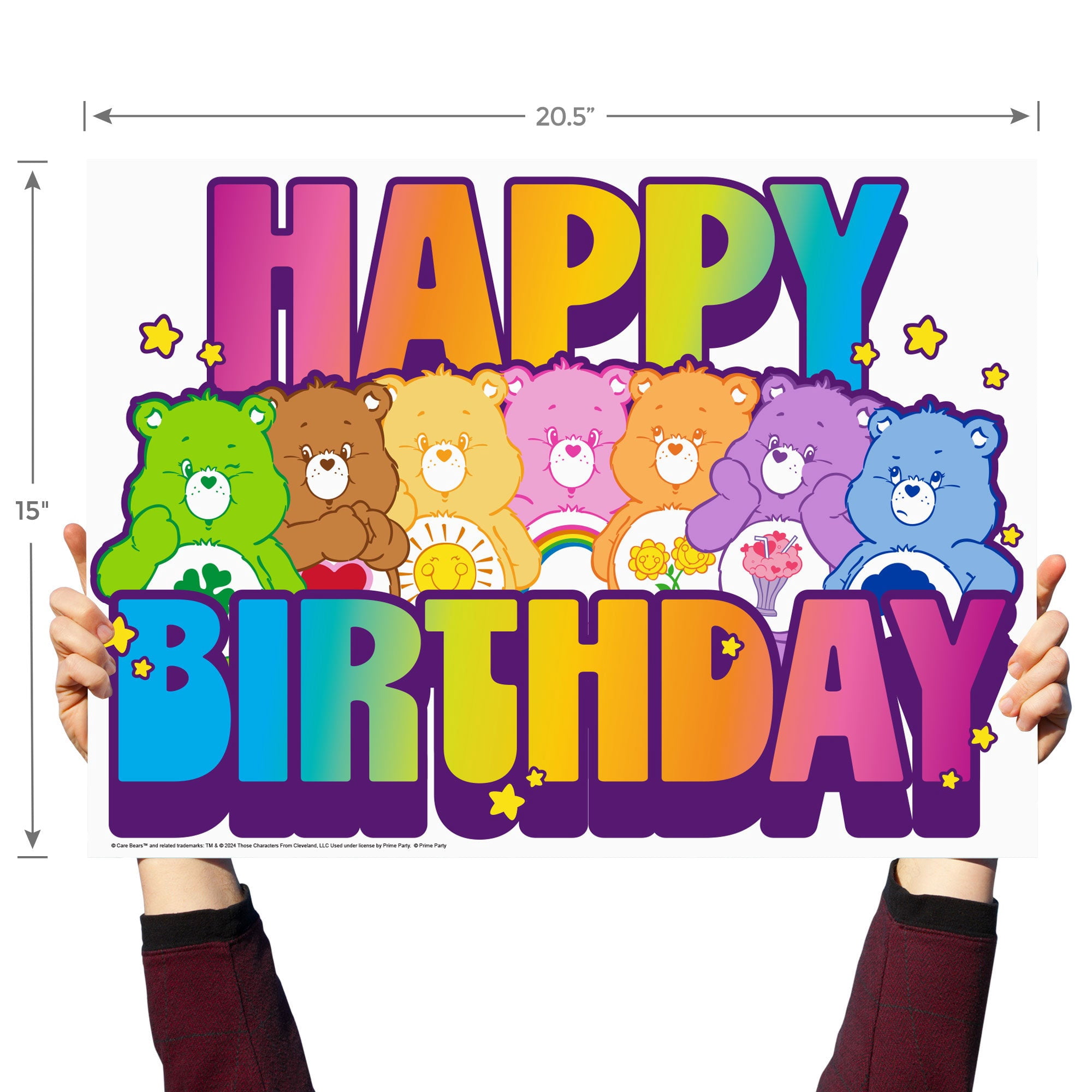 Prime Party Care Bears Happy Birthday Yard Sign, Reusable Outdoor Decor – 20.5" x 15"