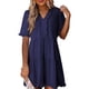 thumbnail image 1 of Vestido casual Dokotoo para mujer, cuello en V, manga corta, azul marino, talla M, 1 of 4