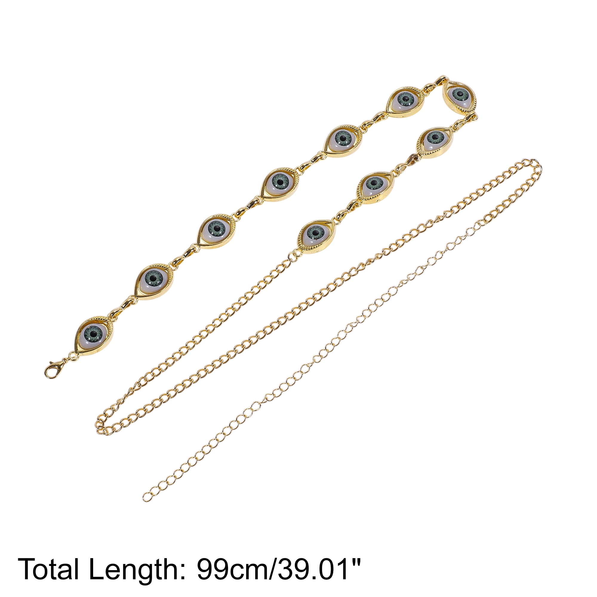 Unique Bargains Boho Style Eye Adjustable Waist Belt for Women Gold Tone