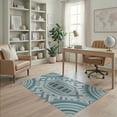 thumbnail image 2 of ODIKA 4'x6' Blue Green Geometric Medallion Art Washable Area Rug Contemporary Symmetrical Oval Central Motif for Dorm Room, Small Living Stain Resistant Low Profile, Easy Care, 2 of 7