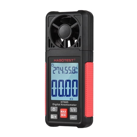 HABOTEST HT605 LCD Digital Anemometer Handheld Wind Speed Meter & Humidity Meter Air Velocity Tester 2.2-inch Display Air Meter Hygrothermograph with Backlight for Measuring Wind Speed A