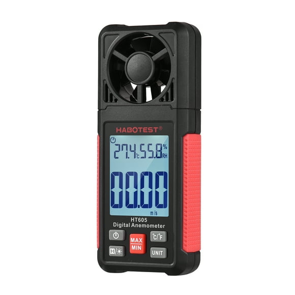 HABOTEST HT605 LCD Digital Anemometer Thermometer Handheld Wind Speed Meter Temperature & Humidity Meter Air