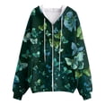 thumbnail image 4 of Xudanell Fall Sweatshirts for Women Cute Butterfly Floral Print Hoodies Vintage Clothes Zipper Fall Jackets Breathable Pocket Tops, 4 of 7