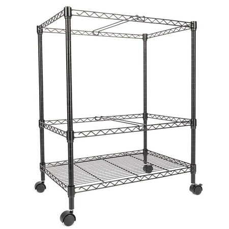 - Zimtown 2 Tiers Layer Metal Rolling Mobile File Cart Office Supplies w/ Wheels Black