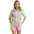 thumbnail image 2 of Haitryli Women's 80s Tracksuit Retro Outfits 2 Piece Zipper Front Jacket with Loose Shorts Pink M, 2 of 7