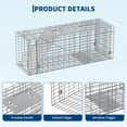 thumbnail image 2 of Live Animal Trap Cage for Raccoons, Stray Cats, Rabbits, Skunks, Groundhogs – Large Humane 2-Door Collapsible Steel with Sensitive Trigger & Carry Handle, 2 of 8