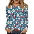 thumbnail image 2 of Holiday Gifts! Titcea Christmas Tops for Women 2024 Long Sleeve Crewneck Fashion Xmas Print Cute Pullover Sweaters 2024 Loose Comfort Lightweight Casual Tops, 2 of 5