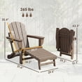 thumbnail image 3 of Folding Adirondack Chair with Hidden Footrest & Cup Holder –Outdoor Lounger with Reclining Back, Oversized Seat, Realistic Wood Grain Finish for Patio Garden Pool, 3 of 7
