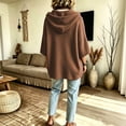 thumbnail image 3 of Lumtrix Women's Oversized 3/4 Sleeve Sweatshirt Loose Fit Drawstring Shirt Lightweight Casual Fall Outwear Coffee XL, 3 of 4