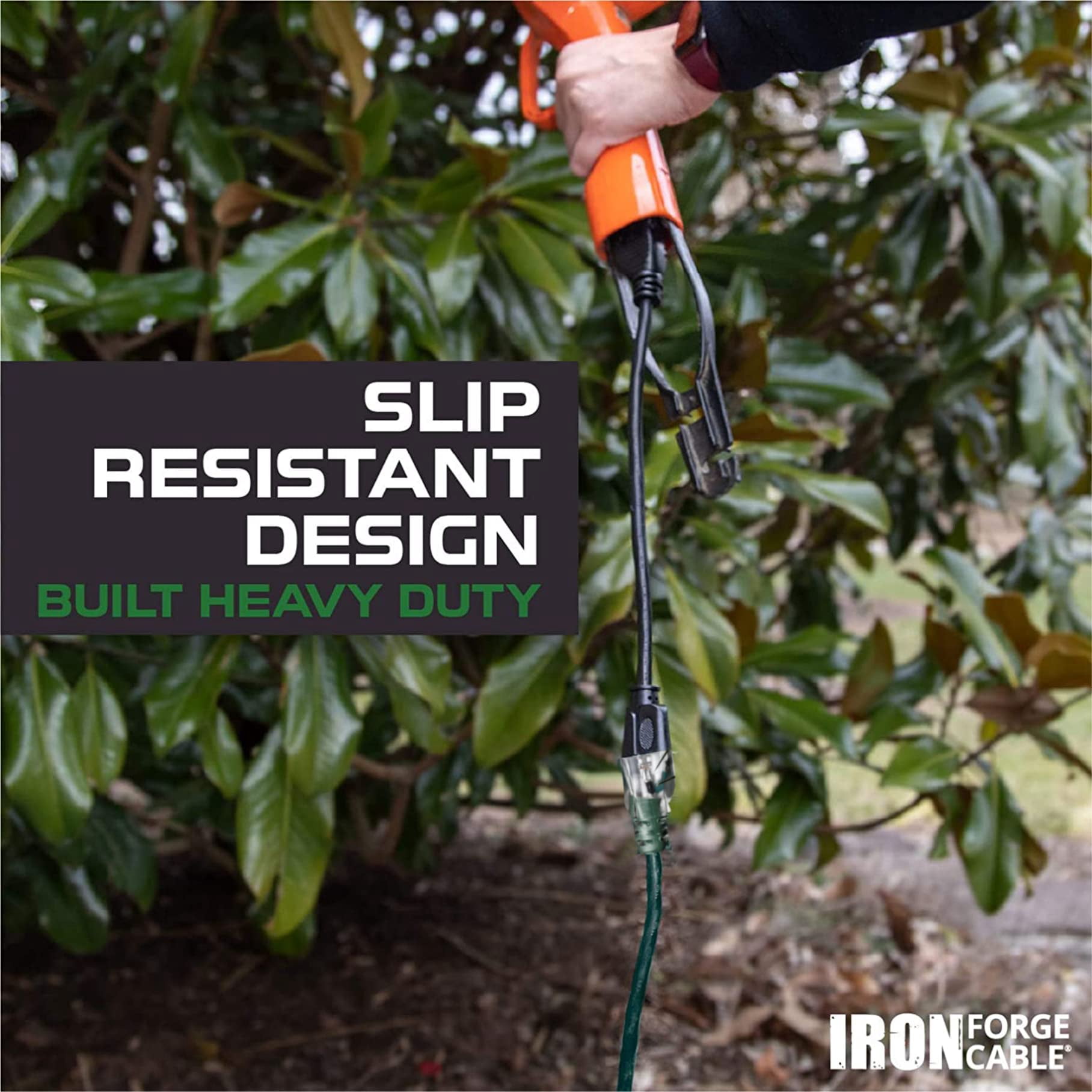 Iron Forge Cable 50 Foot Outdoor Extension Cord,12/3 SJTW Heavy Duty Green Extension Cable with 3 Prong 50 ft, Weatherproof Cord for Major Appliances, Landscaping, Gardens & Outdoor Lights Decoration