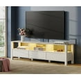 thumbnail image 1 of WAMPAT LED TV Stand for TVs up to 75 Inch, White Modern Entertainment Center for 80/70/65 inch TV Console Table with 6 Cubby Storage for Living Room Bedroom, 1 of 7