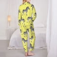 thumbnail image 3 of Pajama Sets for Women 2 Pcs, cute Zebra yellow Button Down Long Sleeve Sleepwear Lounge PJ Sets, 3 of 6