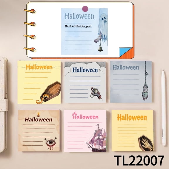 Halloween - Themed Sticky Notes - Make Your Reminders Spooky (3.54×3.54 inches) 100-pack with105 Emoticon Stickers, Quickly Jotting Down Reminders, Leaving Temporary Messages, Marking Key Points