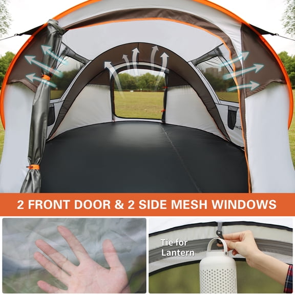 LHKJ Boat Tent, 4-6 Person, White and Light Orange, Pop Up Design