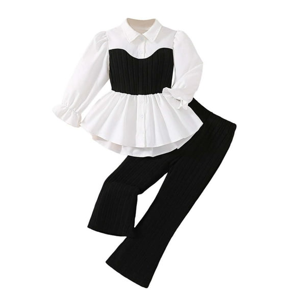 NIEWTR Toddler Baby Boys Girls Outfit Fall Winter Boys Girls Clothes Long Sleeve Cute Fall Winter Outfits Sweatshirts Pants Outfits Pajamas & Dailywear Set (A-270-Black,4-5 Years)