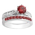 thumbnail image 2 of Dazzlingrock Collection 14K Round Red Ruby & White Diamond Ladies Bridal Engagement Ring Set, White Gold, Size 7.5, 2 of 4