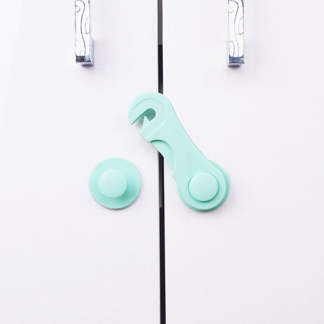 Verde 10 Cerradura para puerta de bebé Bloque de puerta de cajón de armario para niños Cerradura de refrigerador de gabinete de cajón autoadhesiva Cerradura ajustable con pegamento fuerte