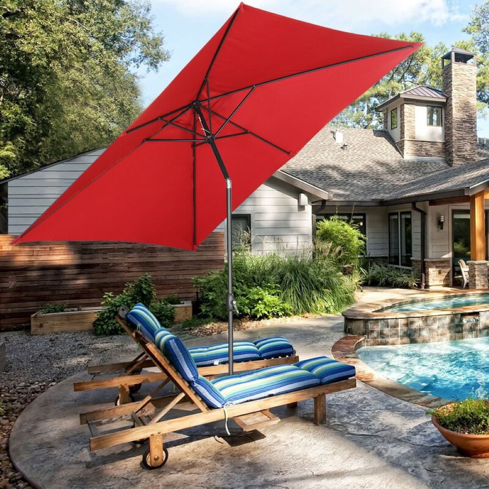 Outdoor Basic 10x6.5ft Rectangle Patio Umbrella with Tilt and Crank, Waterproof and Sun Shade ...