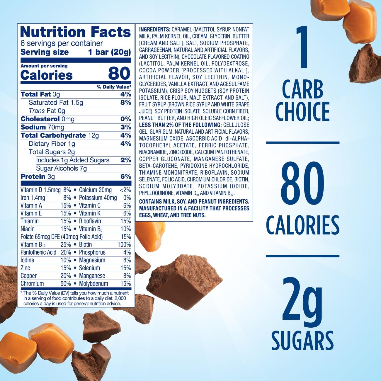 (2 pack) Glucerna Mini Treats Diabetic Snack, Chocolate Caramel, 6-Bar Pack, 6 Count