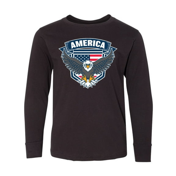 Inktastic America with Eagle Shield and Banner Long Sleeve Youth T-Shirt