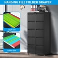 thumbnail image 3 of IKIMI 5-Drawer Vertical File Cabinets with Lock, Portable Rolling Metal Filing Cabinet for Legal/Letter/A4 Files, Black, 3 of 6