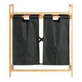 thumbnail image 5 of Household Essentials Bamboo Pull Out Double Hamper with Shelf, Natural and Black, 5 of 8