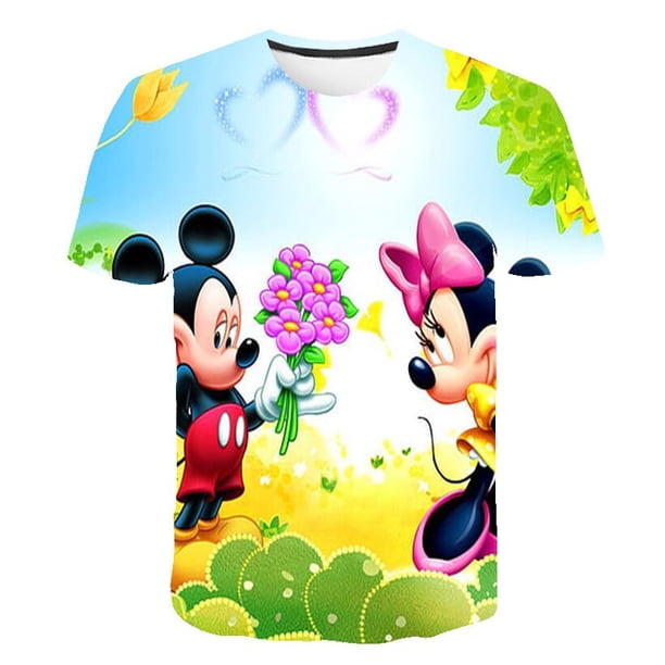 4-14 T Mickey Mouse camisetas niños y niñas verano camisetas niños Disney manga corta dibujos animados Casual Tops camisetas disfraces9T Gao Jinjia LED