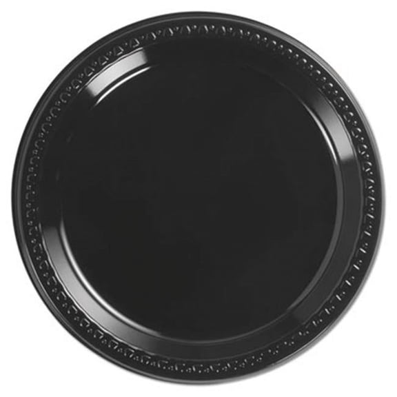 9 in. Heavyweight Plastic Plates, Black