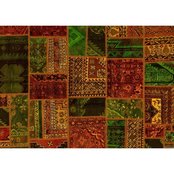 Ahgly Company Indoor Rectangle Oriental Yellow Modern Area Rugs, 4' x 6'