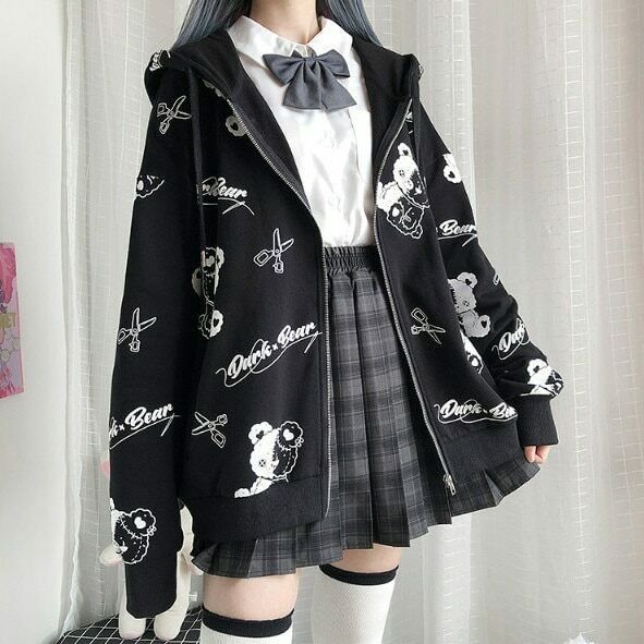 Sudadera gótica Mujer Punk Otoño Invierno Ropa Mujer Sudaderas Coreano Largo Zhivalor HMHZ1824-3