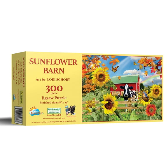 SUNSOUT INC - Sunflower Barn - 300 pc Jigsaw Puzzle by Artist: Lori Schory - Finished Size 18" x 24" - MPN# 34838