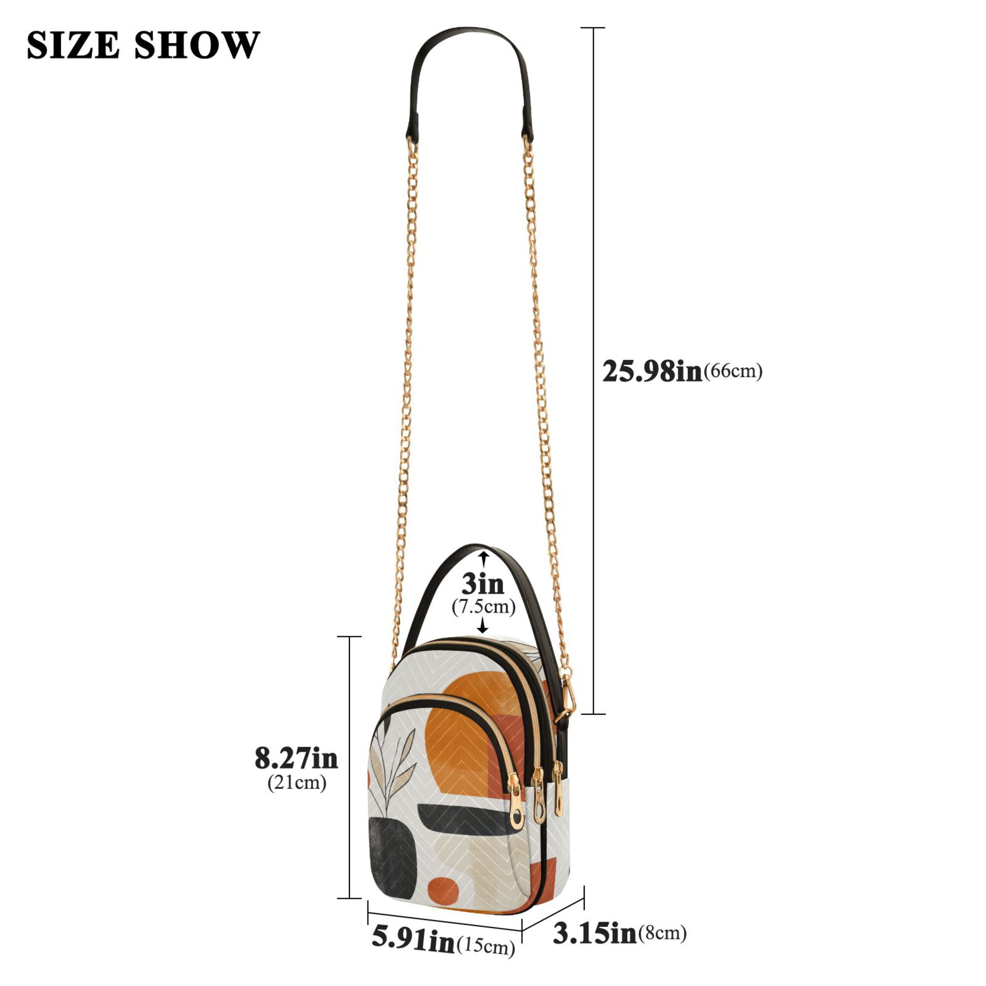 FORMRS Crossbody Bag for Women Quilted Travel Shoulder Cell Phone Purse with Chain Strap Handbag, White Abstract Shapes