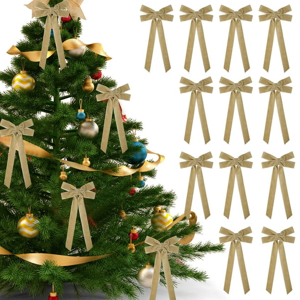Set de lazos de terciopelo navideño | Paquetes de 12 lazos reutilizables para envoltura de regalos, árboles, coronas de adornos, manualidades | Textura suave y lujosa