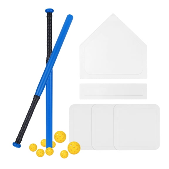 Baseball Bat Set 13 Pcs Include 2 Plastic Baseball Bat 32 Inch & 6 Plastic Balls, 5 Throw Downs Base Indoor Outdoor for Baseball Softball Batting Practice Kids Youth Adult