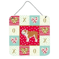 English Bulldog 1 Love Wall or Door Hanging Prints Red