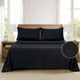 thumbnail image 3 of Mainstays Super Soft Brushed Microfiber Bed Sheet Set, Rich Black Embossed Stripe, Queen, 4 Piece, 3 of 12